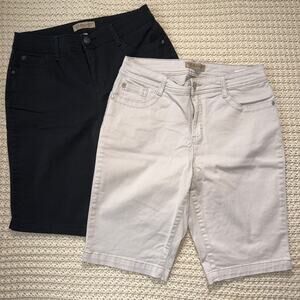 Bundle Nine West Bermuda Shorts Sz 10 Black & Stone Classic Stretch Fit